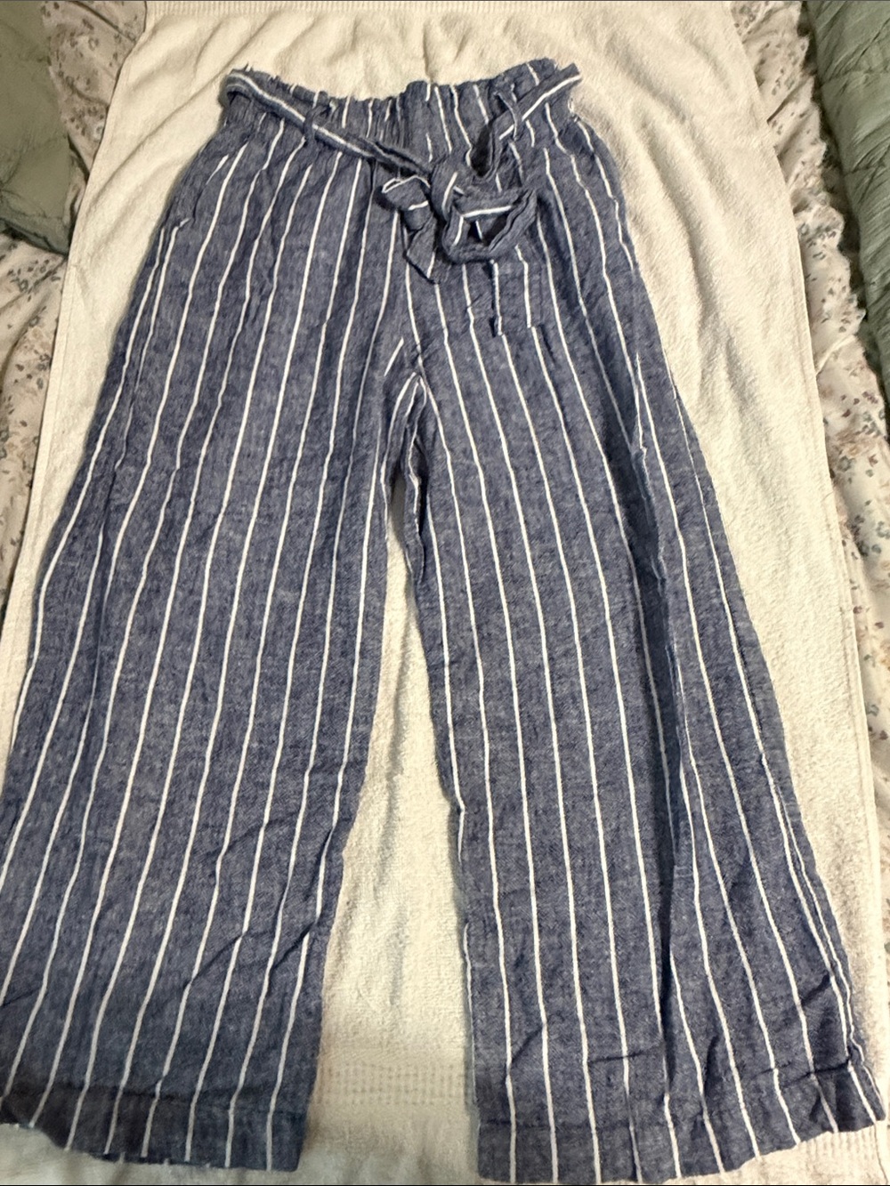 Streetwear Society Blue & White Striped Wide Leg Pants